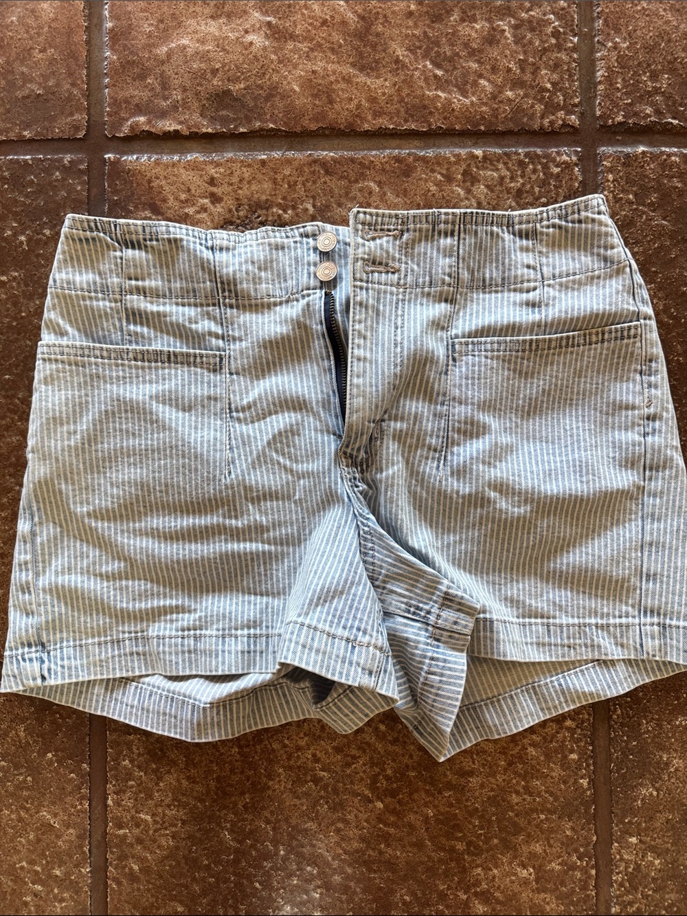 Maurices Light Blue Pinstriped Jeans Shorts